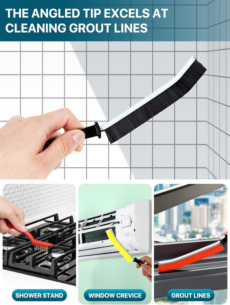 6 Pcs Crevice Cleaning Brush Set, Household Hard Bristle Crevice Cleaning Brush, Crevice Cleaning Tool for Sink,Faucets，Grout,Bathroom,Corner, Baseboard,Gas Stove and Tiles KOSPRIE