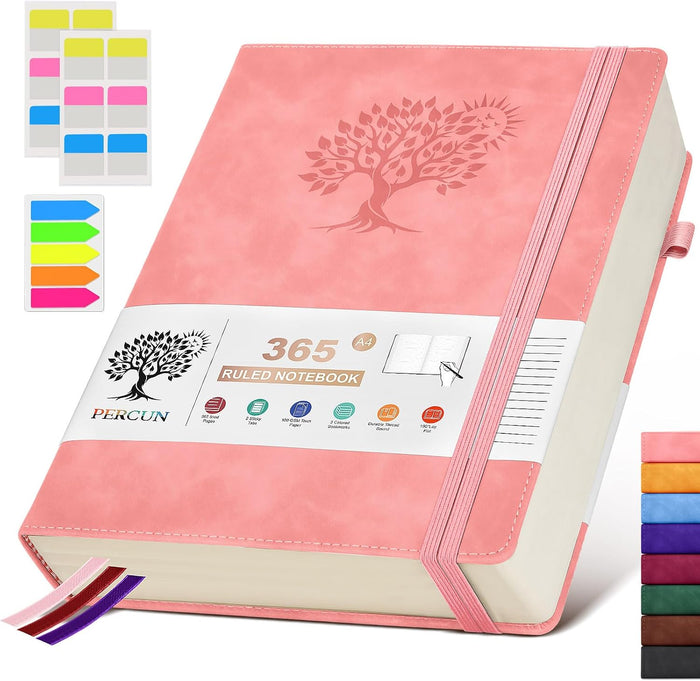 A5 Lined Journal Notebook - 365 Page Leather Journals for Writing Women & Men，Hardcover Notebook with 100Gsm Thick Pages，Daily Diary for Travel, Work，School，Note Taking，College Ruled (5.9" x 8.5")