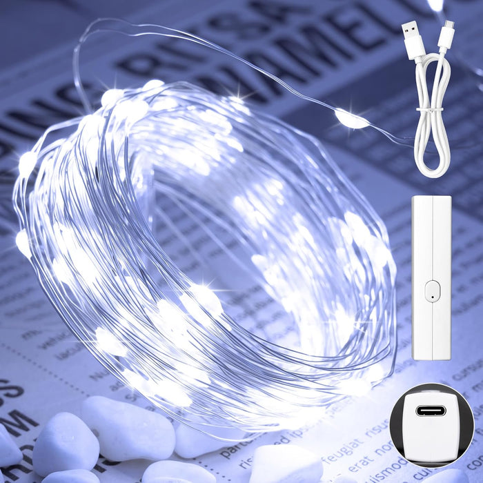 Lipstick Rechargeable Fairy Lights Battery Operated, Twinkle Lights with Timer, Mini LED String Lights for Bedroom, Christmas Decorations, Wedding, Vine, Centerpiece Table Decor (5M/16FT Warm White)