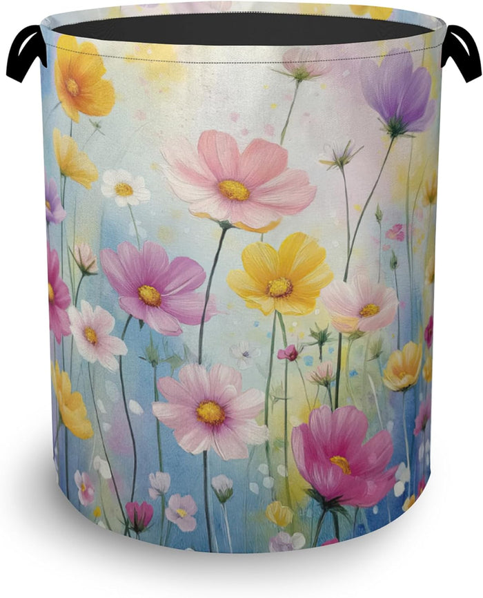 Hedgehog Laundry Hamper,Plant Leaf Dirty Clothes Laundry Basket with Handles Waterproof Oxford Cloth Storage Basket for College Dorms Bathroom Bedroom 16" x 20.8"