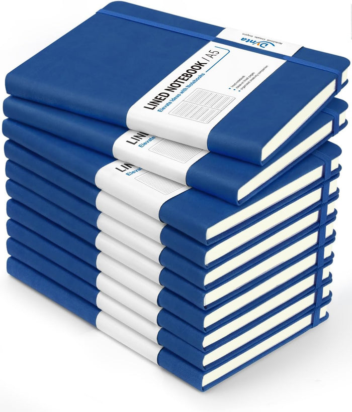 Dynta Hardcover Journal Notebooks, 10 Packs A5 Lined Journals Bulk for Writing 200 Pages/100Sheets, 8.4 x 5.8 inch, 10 Colors Classic Ruled Notebook for Work/Travel/College/Note Taking