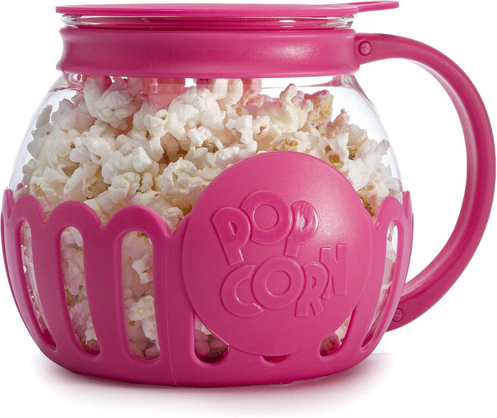 Ecolution Patented Micro-Pop Microwave Popcorn Popper with Temperature Safe Glass, 3-in-1 Lid Measures Kernels and Melts Butter, Made Without BPA, Dishwasher Safe, 3-Quart, Aqua