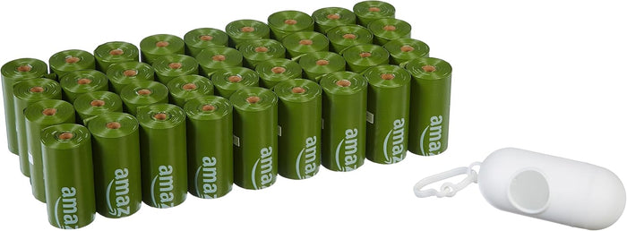 Amazon Basics Dog Poop Bags with Dispenser, 270 Count, Enhanced for Guaranteed Leakproof, Lavender Scented, Includes Leash Clip
