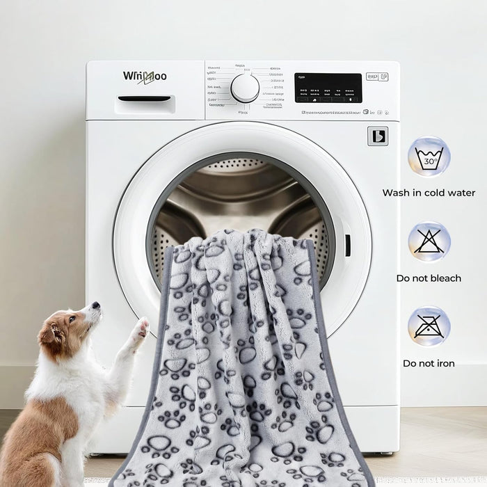Luciphia Premium Soft Dog Blanket for Small Medium Large Dogs Washable 300GSM Fluffy Warm Fleece Puppy Cat Paw Print Pet Flannel Grey Paw M(30"x20")