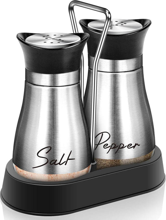 Pink Salt and Pepper Shakers Set with Holder,4 oz Kitchen Decor and Accessories Home Essentials Cute Household Items for Mother's Day Housewarming Gift Refillable Design (Pink)