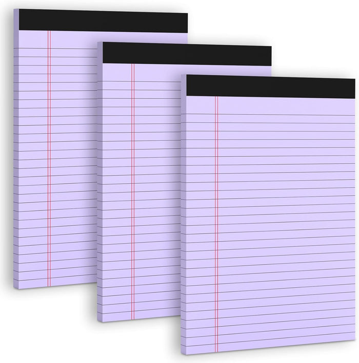 3 Pack White Legal Pads 8.5 x 11 Note Pads, Wide Ruled Notepads, Micro Perforated Lined Note Writing Pads 30 Sheets per Notepad Double-Side Printed Legal Note Pad 8.5x11'' for Home, Office, School