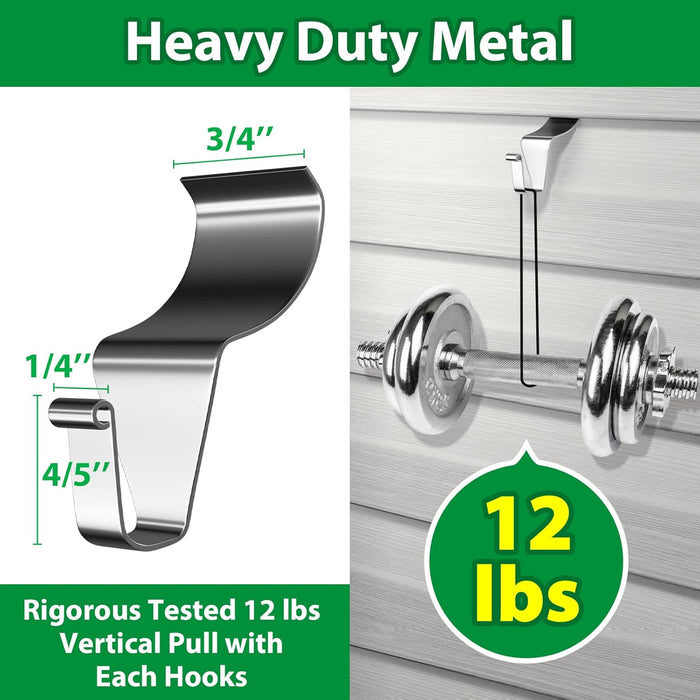 Vinyl Siding Hooks, Heavy-Duty Stainless Steel Siding Hooks Vinyl Siding Hangers, Low Profile & No Holes Needed Siding Clips for Hanging Wreaths (silver-10pack)