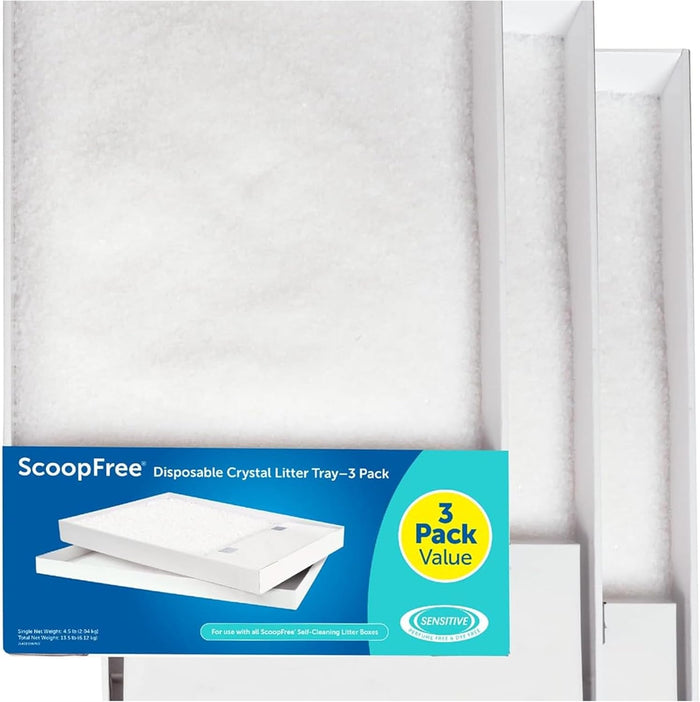 PetSafe ScoopFree Disposable Crystal Cat Litter Tray - Easy Cleaning Box - Refill Tray for Electric Litter Box - Fresh Scent - 4.3 lb Bags - 3 Pack