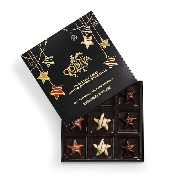 Godiva Holiday Masterpiece Gift Tin, Assorted Milk & Dark Chocolates with Ganache and Caramel, Gourmet Christmas Gift, Kosher & Halal, 50 Pc