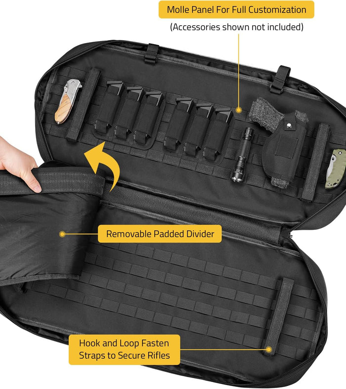 CVLIFE 30" 34" Soft Rifle Case Gun Backpack, Tactical Double Rifle Backpack Gun Bag Covert Bug Out Bag, with Lockable Zipper for Hunting Shooting