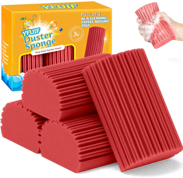 2-Pack Damp Clean Duster Sponge, Magic Sponge Eraser Baseboard Cleaner Tool, Dusters for Cleaning Blinds, Glass, Vents, Railings, Mirrors,Window Track Grooves and Faucets