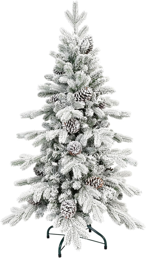 5 FT Prelit Artificial Skinny Christmas Tree,Blue Spruce Slim Pencil Xmas Tree with 926 PE&PVC Mixed Branch Tips and 250 UL Listed Clear Lights,Hinged Pine Tree with Metal Stand for Home Office Décor