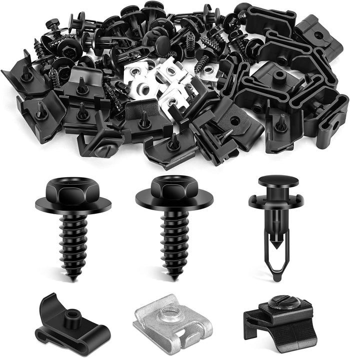 GOOACC GRC-70 35PCS Engine Under Cover Splash Shield Guard Body Bolts Bumper Fender Liner Push Retainer Fastener Rivet Clips , black