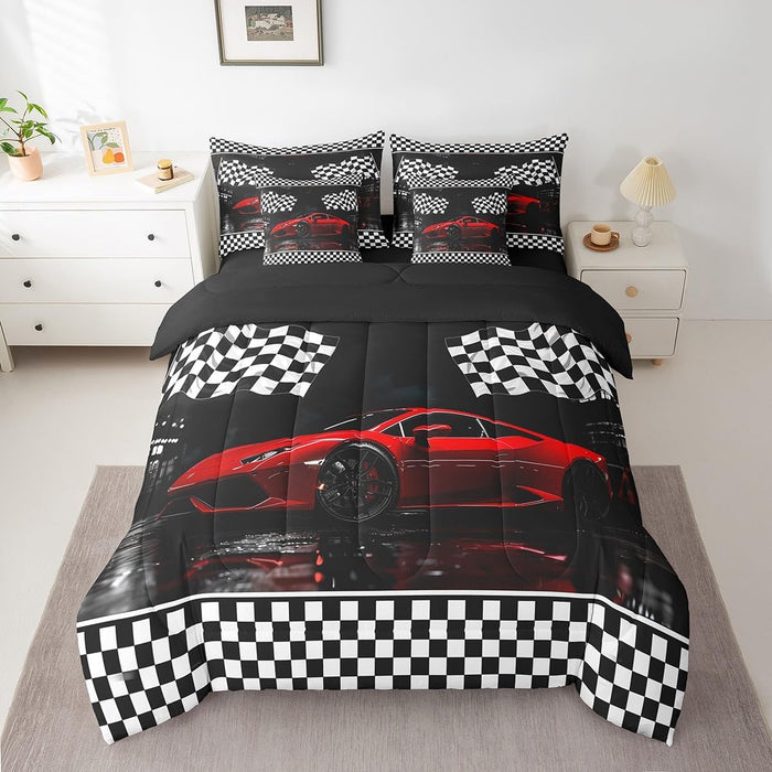 Feelyou Cool Motocross 7 Pieces Beeding Set Twin Size Dirt Bike Bed Set Ultra Soft Motorcycle Racer Bed in a Bag with Comforter, Sheets, Pillowcases for Girls Boys Room Decor Racing Motocross Rider