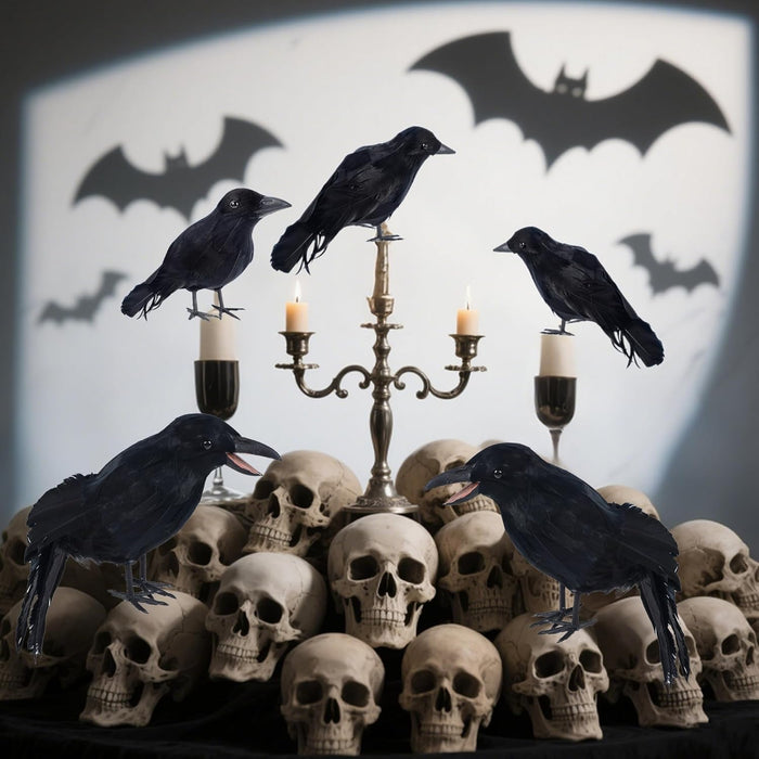 DR.DUDU Halloween Crows & Ravens Decor - Black Crow Halloween Decorations Indoor/Outdoor, Scary Fake Raven for Cemetery Fence, Haunted House, Fireplace