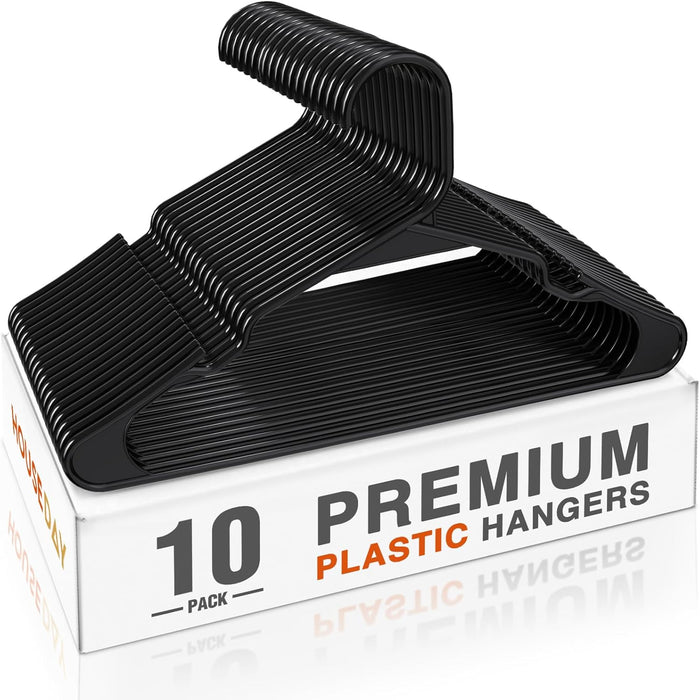 HOUSE DAY Plastic Hangers 20 Pack - White Clothes Hangers with Non-Slip Shoulder Grooves, Durable and Sturdy T-Shirt, Dress, Coat Hanger, Space Saving Design Perfect for Closet Organizers and Storage