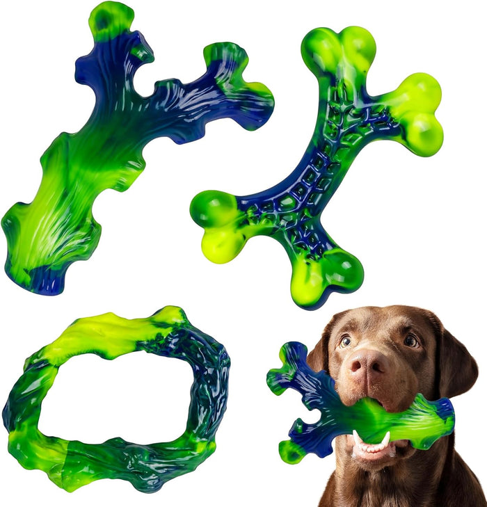 Tough Dog Toys for Aggressive Chewers 3 Pack, Indestructible Dog Toy for Large Dogs, Bacon Flavored, Keeps Dogs Busy