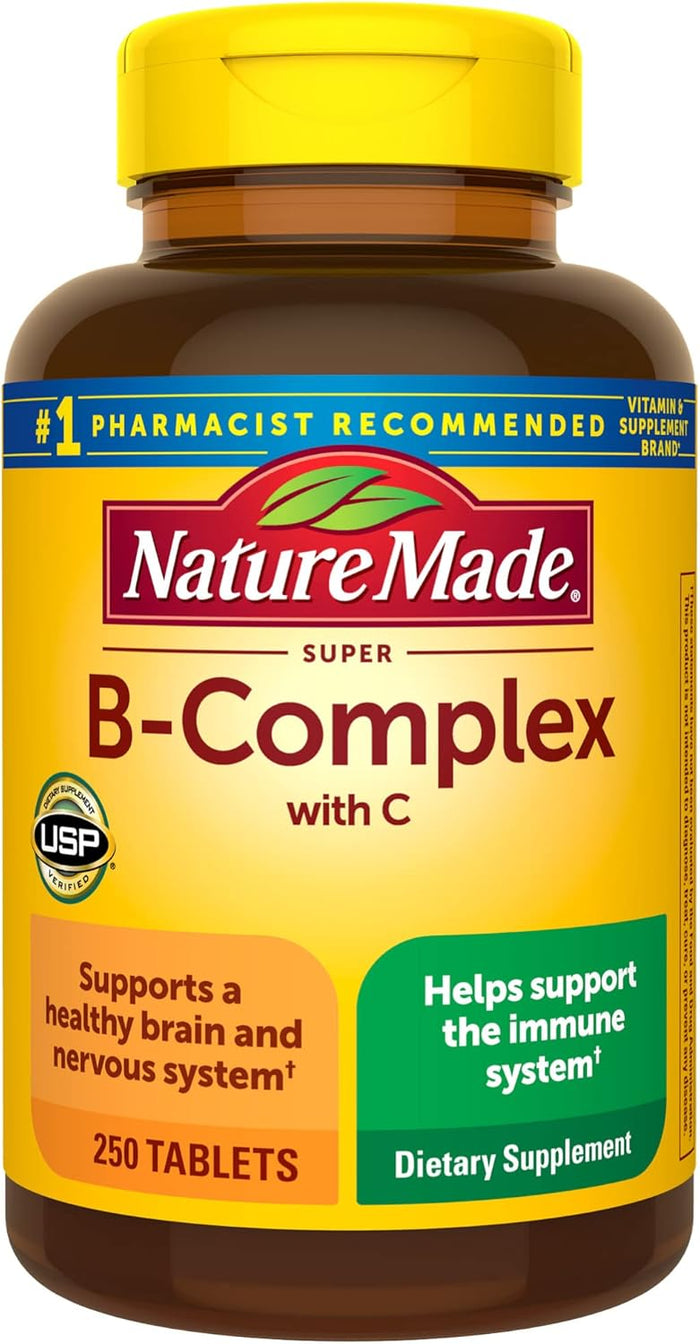 Nature Made Super B Complex with Vitamin C and Folic Acid, Dietary Supplement for Immune Support, 140 Tablets, 140 Day Supply
