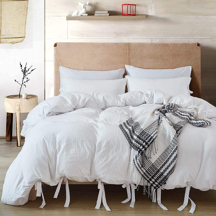 annadaif Duvet Cover Queen Size Sage Green, 3 Pieces Soft Washed Microfiber Duvet Cover Set, Comforter Cover with Bowknot Bow Tie (1 Duvet Cover 90x90 Inch, 2 Pillowcases) Easy Care Bedding Set