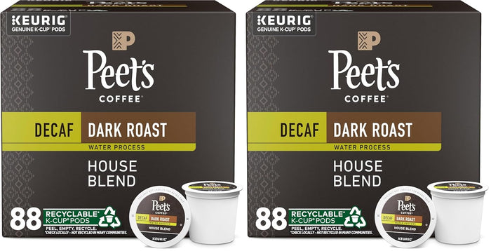 Peet's Coffee, Dark Roast Decaf Keurig K-Cup Pods - Decaf House Blend 60 Count (6 Boxes of 10 K-Cup Pods)
