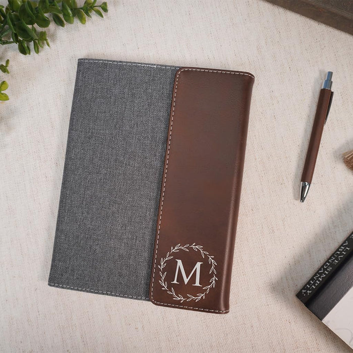 Daphne's Curations Custom Leather Portfolio – Refillable Vegan Leather Padfolio with Notepad, Medium & Large Sizes, Personalized Business Organizer – Professional Custom Gift for Men & Women