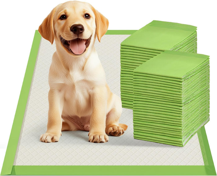 Gardner Pet Dog Pee Pads Extra Large 28"x34", XL Thicker ECO Green Disposable XLarge Puppy Training Pads Super Absorbent Full Edge-Wrapping Pad for Dogs, Puppies, Doggie, Cats, Rabbits-(30 Count)
