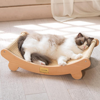 CHEERHOME PETS Sisal Cat Scratcher Bed for Indoor Cats Hammock for Scratching Pad Cat Chair Nartural Sisal Scratch Post for Large Cats Scratcher Lounge, Wooden Cat Furniture(Large)