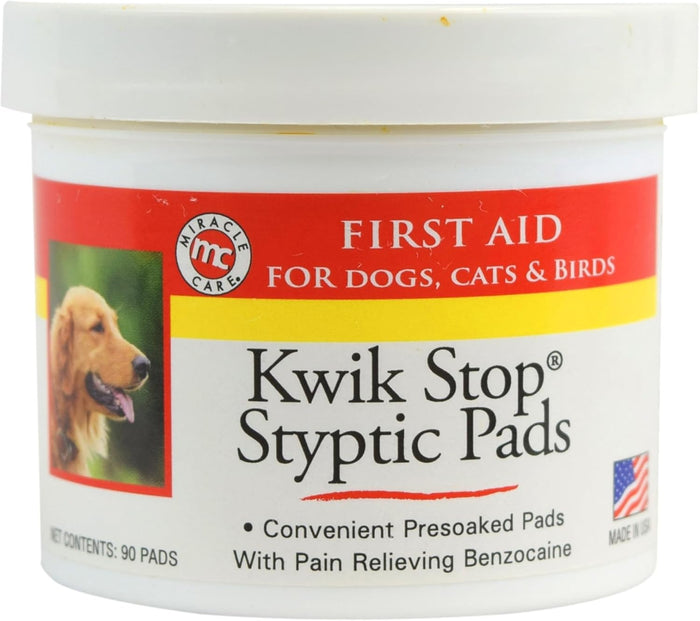 Miracle Care Kwik Stop Styptic Powder For Dogs, Cats and Birds, 0.5 Ounce, Fast Acting Blood Stop Powder with Pain Relieving Benzocaine