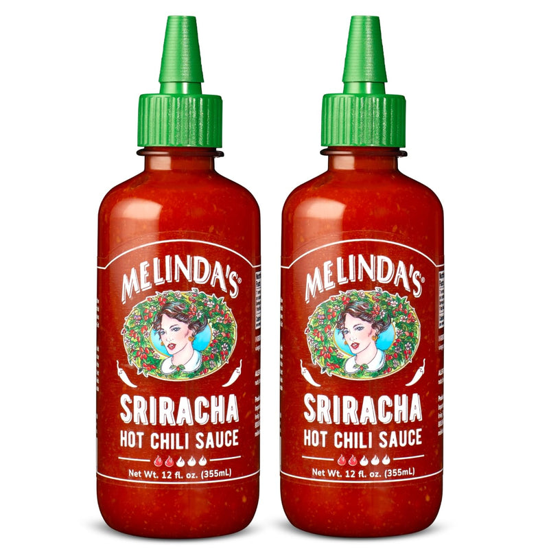 Melinda’s Sriracha Hot Sauce - Classic, Gourmet Sriracha Sauce Made with Fermented Red Jalapeños & Garlic - Keto, Vegan, Non-GMO and Gluten Free Hot Sauce - 12oz, 3-Pack