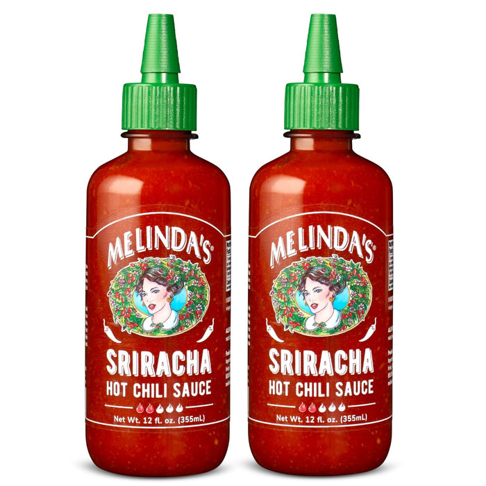 Melinda’s Sriracha Hot Sauce - Classic, Gourmet Sriracha Sauce Made with Fermented Red Jalapeños & Garlic - Keto, Vegan, Non-GMO and Gluten Free Hot Sauce - 12oz, 3-Pack