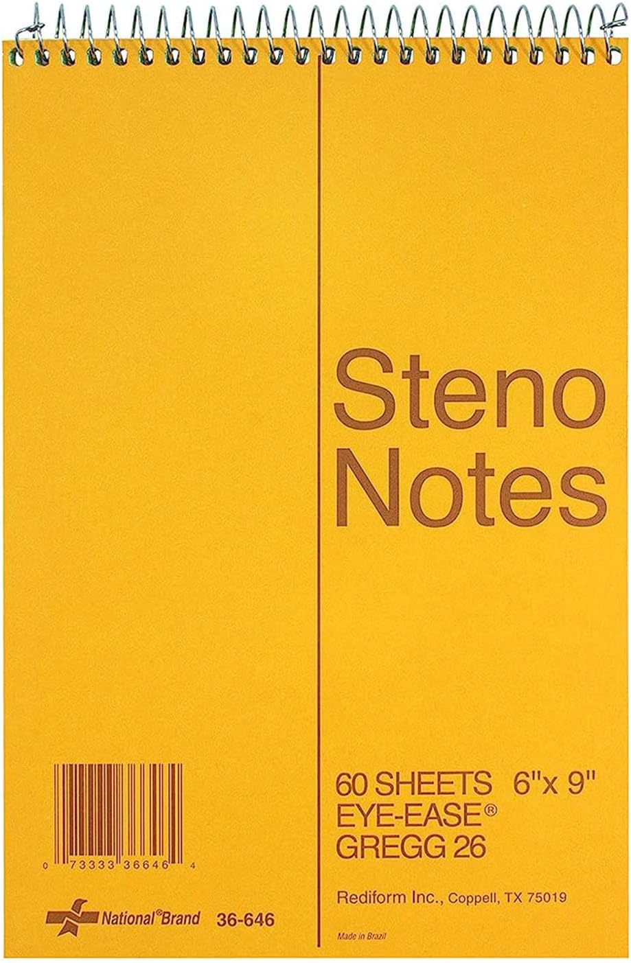 National Steno Notebook, Gregg-Ruled, Green Eye-Ease Paper, Brown Cover, 6" x 9", 60 Sheets (36646)