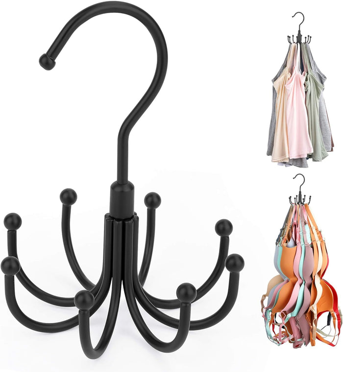 ZEDODIER Tank Top Hanger, Rotatable Bra Organzier for Closet, Max 24 Storage Capacity Sport Bra Holder, Metal Space Saving Closet Organizers and Storage, Silver