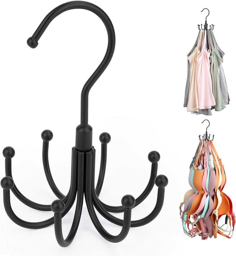 ZEDODIER Tank Top Hanger, Rotatable Bra Organzier for Closet, Max 24 Storage Capacity Sport Bra Holder, Metal Space Saving Closet Organizers and Storage, Silver