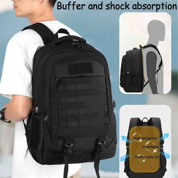 Lawaia Tactical Backpack Military Rucksack 45L Waterproof Hiking Packs Army Survival Assault Backpack Outdoor Sports Fishing Camping Bag Gym Backpacks for Men-Black