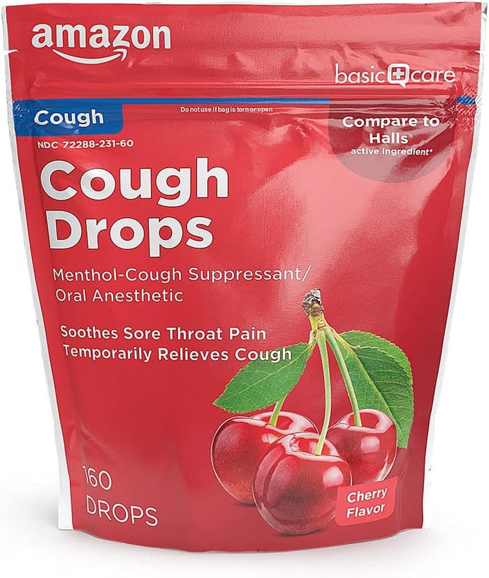 Amazon Basic Care Sugar Free Menthol Cough Drops, 140 count