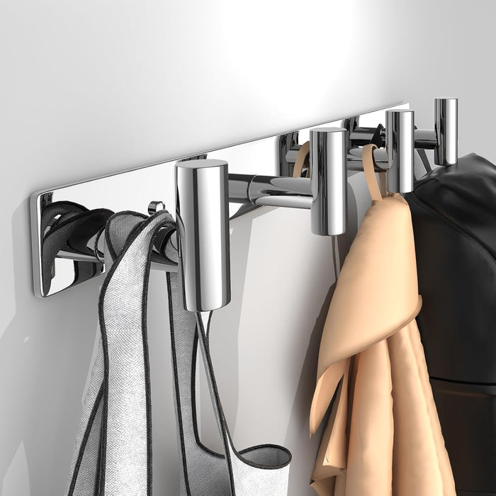 Wall Mounted Coat Rack-4 Hooks, Heavy Duty Stainless Steel Wall Hooks for Towel Coat Bag, Hat Rack Coat Hanger Coat Hooks Towel Racks for Bathroom Entryway Kitchen Hotel Office (Black, 1 Pack)