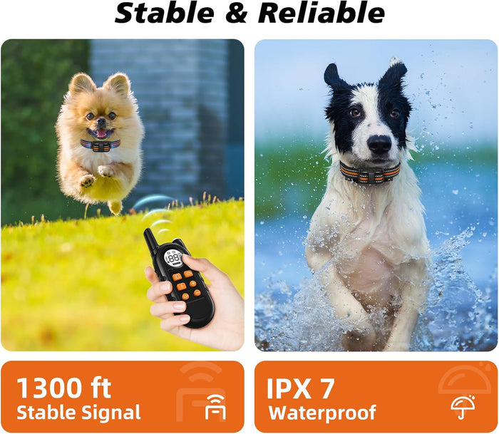 Tiniest Dog Shock Collar, Lightest Dog Training Collar with Remote for Small Dogs 5-15lbs & Medium Large Dogs/Puppies, Waterproof, Rechargeable, 1300ft Range (Orange&Ultra Tiny)