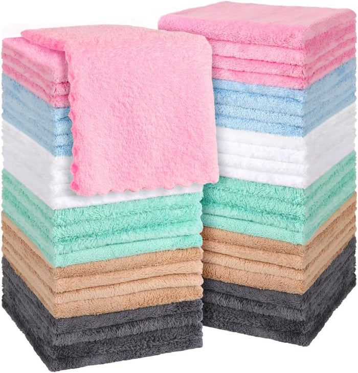 Orighty Washcloths 48 Pack, Ultra Soft Face Cloths 12 x 12 inch, Absorbent & Quick Drying Coral Velvet Washcloth Bulk, Multi-Purpose Face Cloth for Household, Cleansing and Sport (Grey)