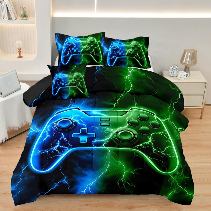 4 Pcs Full Gamer Bedding Sets for Boys, Gaming Full Comforter Set for Boys Beeding Set