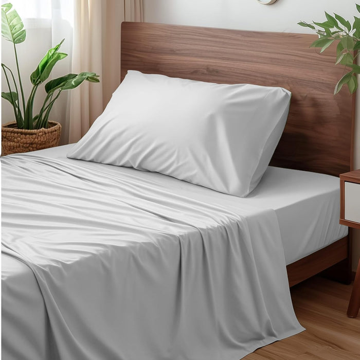 Viscose Derived from Bamboo, Soft Cooling Bedding with Silky Smooth Finish,16" Deep Pocket, Hypoallergenic, Breathable, 3 Piece Twin Luxury Hotel Sage Green Bed Sheet Set, Oeko-Tex Certified