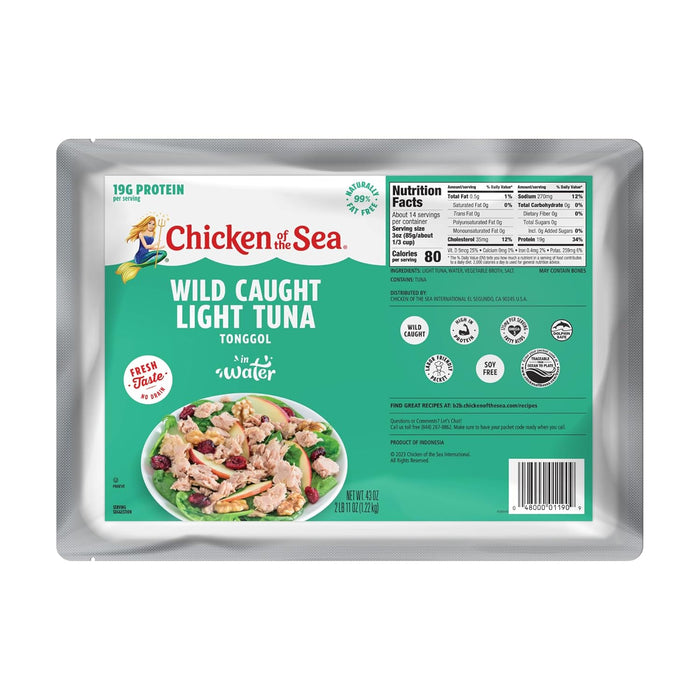 Chicken of the Sea Wild Caught Chunk Light Tuna, 5 Ounce Cans, 10-Count – High Protein 100% Classic Chunk Tuna in Water – Delicious, Easy, Nutritious Ready to Eat Meals