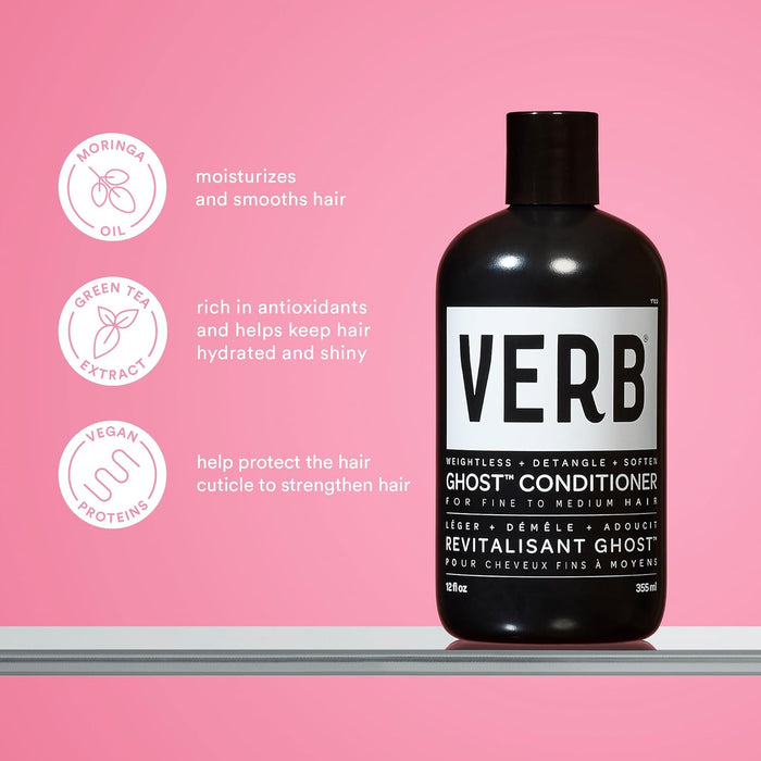 VERB Ghost Shampoo & Conditioner Duo Set - Infused with Moringa Oil -Cleanses + Moisturizes Fine and Weighed Down Hair - Vegan, No Parabens or Harmful Sulfates