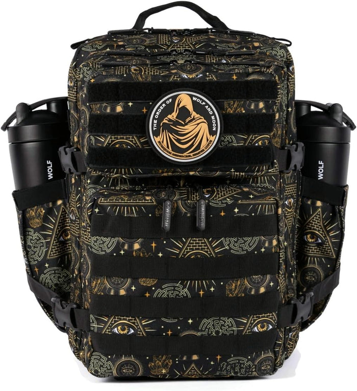 WOLFpak 35L Athletic Gym Backpack - Durable 1000D Waterproof Oxford Material w/MOLLE Webbing, Laptop Pocket & Dual Cup Holders, Durable Fitness/Travel/Military Daypack (Timber Wolf Yellow Jacket)