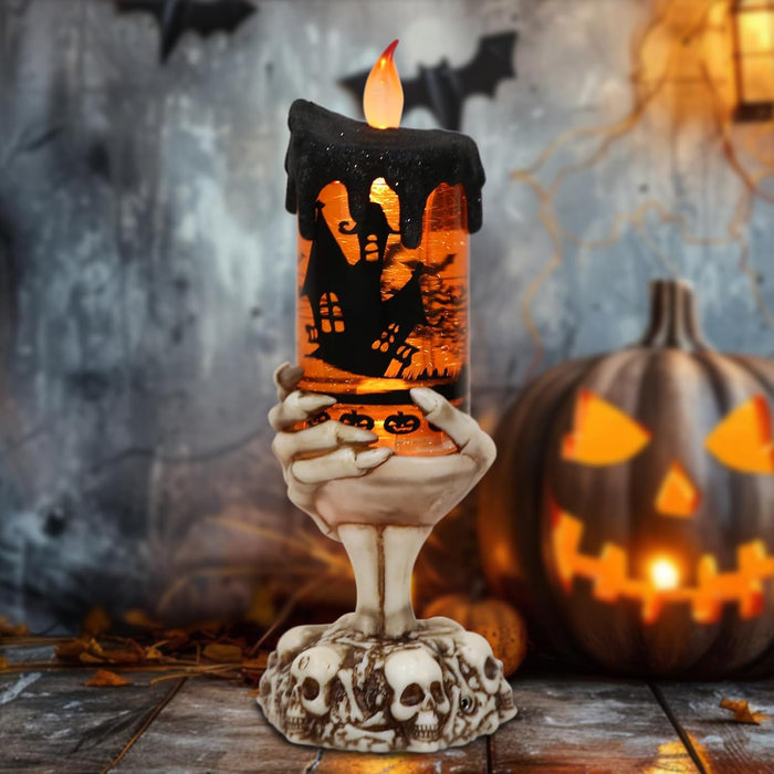 Eldnacele Halloween Snow Globe Candles Flameless Candles