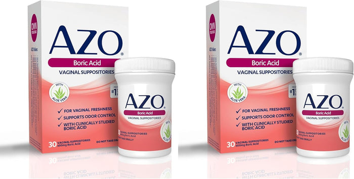 AZO® Boric Acid Vaginal Suppositories, Helps Support Odor Control and Intimate Health with Clinically Studied Boric Acid, Non-GMO, 30 Count