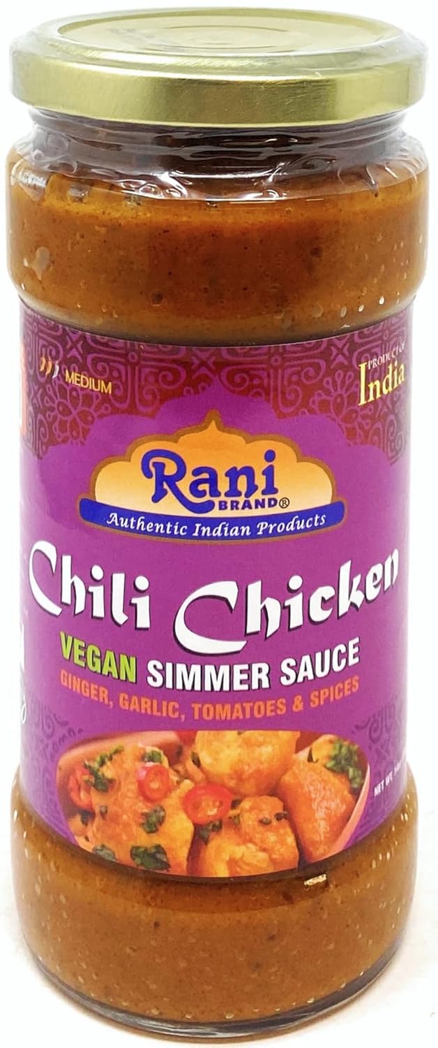 Rani Chili Chicken Curry Vegan Simmer Sauce (Ginger, Garlic, Tomatoes & Spices) 14oz (400g) Glass Jar ~ Easy to Use | Vegan | No Colors | All Natural | NON-GMO | Gluten Free | Indian Origin