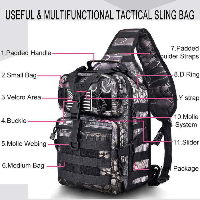 HAOMUK Tactical Sling Bag Pack Military Rover Shoulder Sling Backpack EDC Molle Assault Range Bag