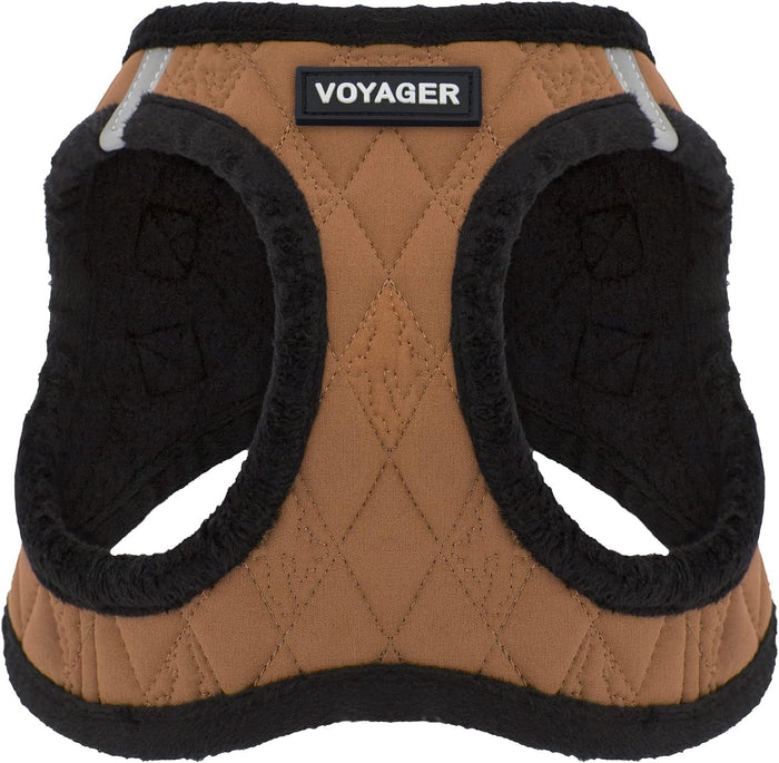 Best Pet Supplies - All Weather Mesh/Plush, Reflective, No Pull Harness for Small, Medium Dogs, Cats - Secure with Hook & Loop Fastener, Buckle, Double D-Rings - Beige Plush, L
