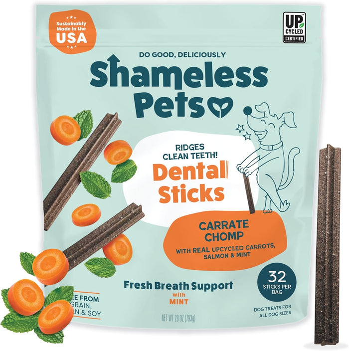 Shameless Pets Dental Treats for Dogs, Variety (4-Pack) - Healthy Sticks for Teeth Cleaning & Fresh Breath - Dog Bones Dental Chews Free from Grain, Corn & Soy