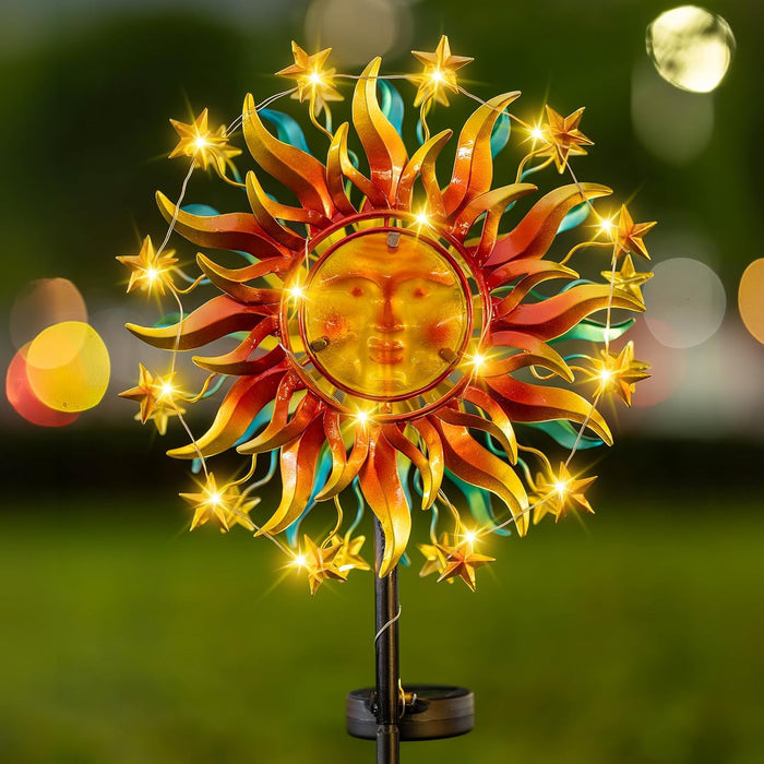 Solar Wind Spinners for Yard and Garden - 360° Metal Large Wind Sculptures Outdoor Clearance Kinetic Windmills with 4 Layer Jeweled Blades for Patio, Lawn Garden Decoration - 54Inch